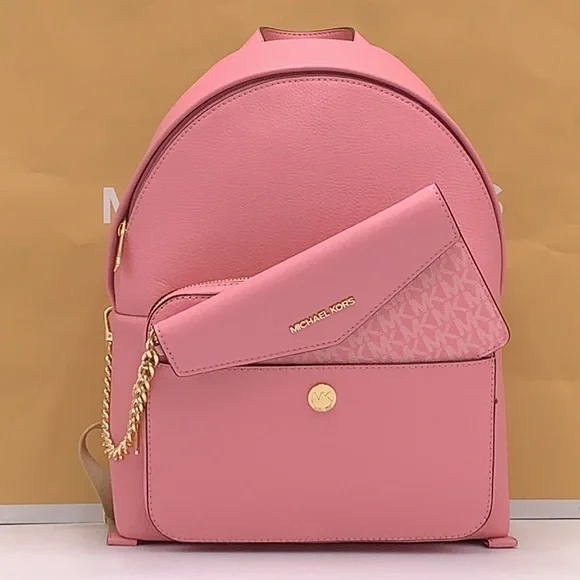MICHAEL KORSMaisie Medium Pebbled Leather 2-in-1 Backpack Carnation NWT